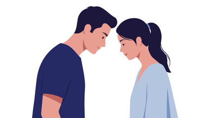 Tender moment between couple in love illustration for romantic designs vector illustration