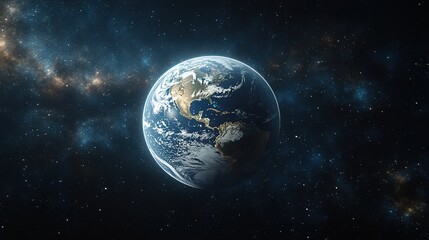 Earth in Space with Stars and Galaxy for Space Exploration and Astronomy Projects