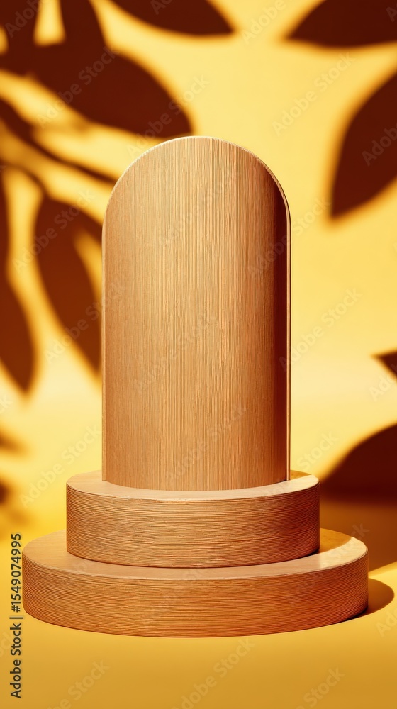 Aufkleber minimalist wooden pedestal display stand with smooth rounded top and circular base