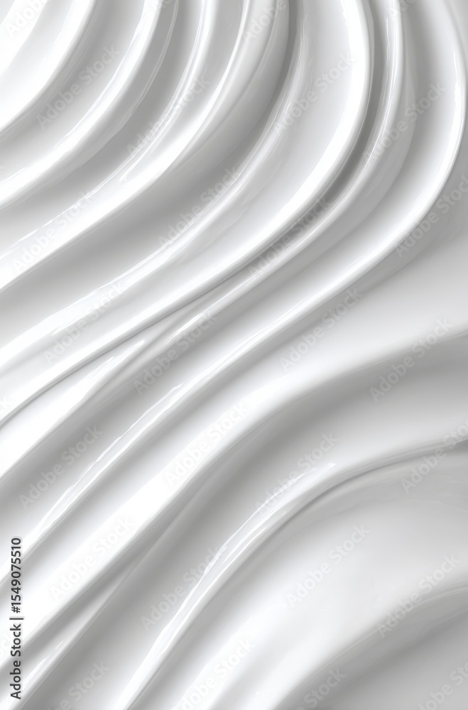 Poster Close-up of smooth flowing white fabric with soft curves and elegant texture