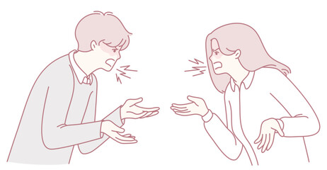 An illustration showing a couples heated argument, vividly highlighting their emotions and rising tension