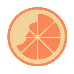 A simple vector graphic of an orange half