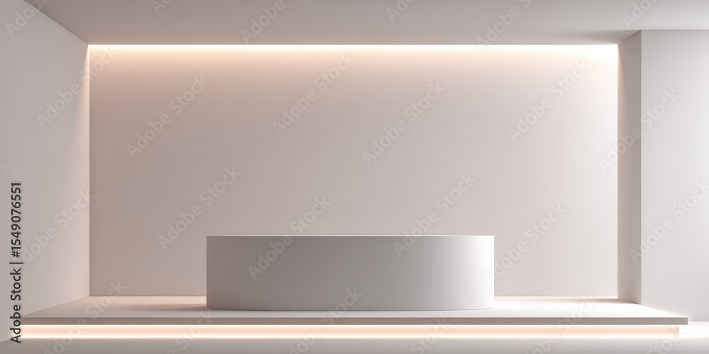 Poster minimalist modern interior with clean lines and soft ambient lighting in a neutral color palette