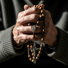 praying hands with rosary
