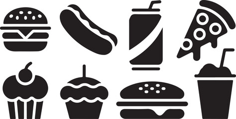 Creative glyph icons for fast food themes and digital use