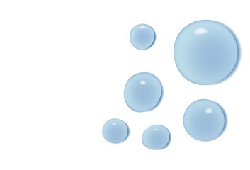 Collagen skin serum. Blue transparent liquid bubbles. Concept skin care cosmetics solution.

