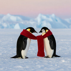 two penguins on ice