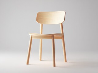 Minimalist Wooden Chair with Smooth Curved Backrest and Supportive Legs