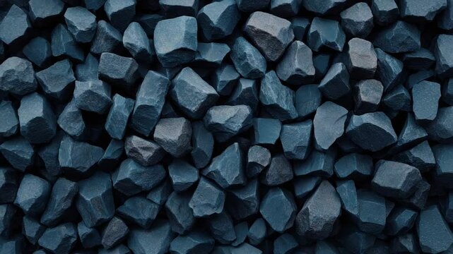 Dark blue stone gravel rock texture with rough natural mineral surface and irregular shapes close up background creating rugged strong natural appearance in image