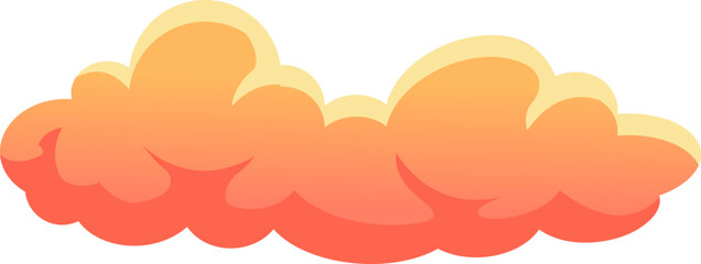 Cartoonish illustration featuring an orange and yellow cloud floating gracefully in a clear sky, radiating a cheerful and dreamy atmosphere perfect for evoking happiness and joy