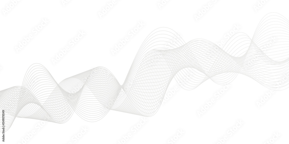 Poster abstract gray smooth waves on a white background. beautiful white and gray super vector waves of dif