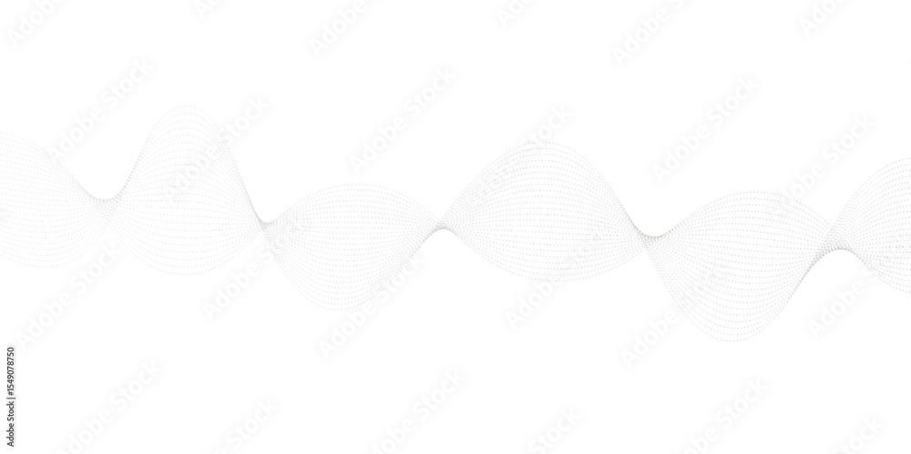 Poster abstract gray dot smooth waves on a white background. beautiful white and gray super vector waves of