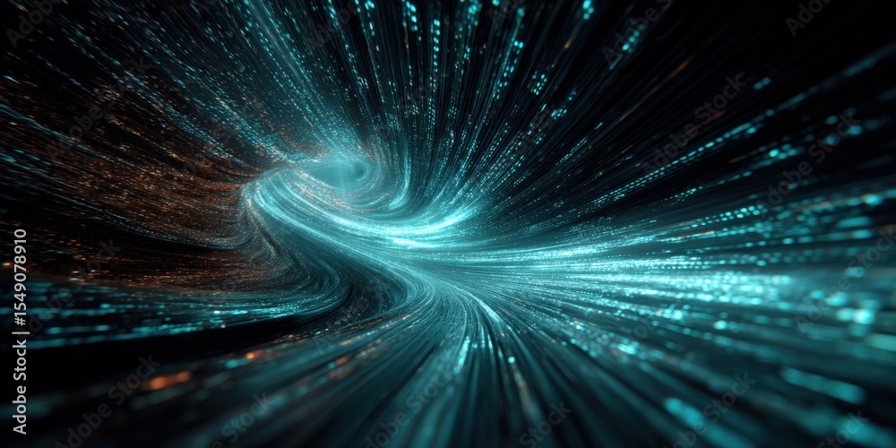 Poster dynamic abstract light streaks with bright glow and motion effect in dark space