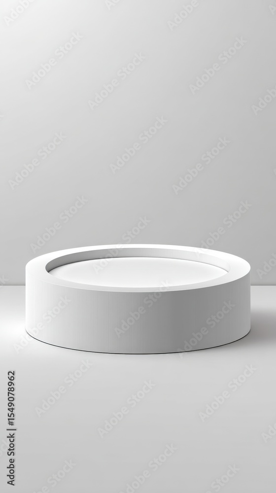 Poster minimalist white circular platform display stand for product showcase or decor
