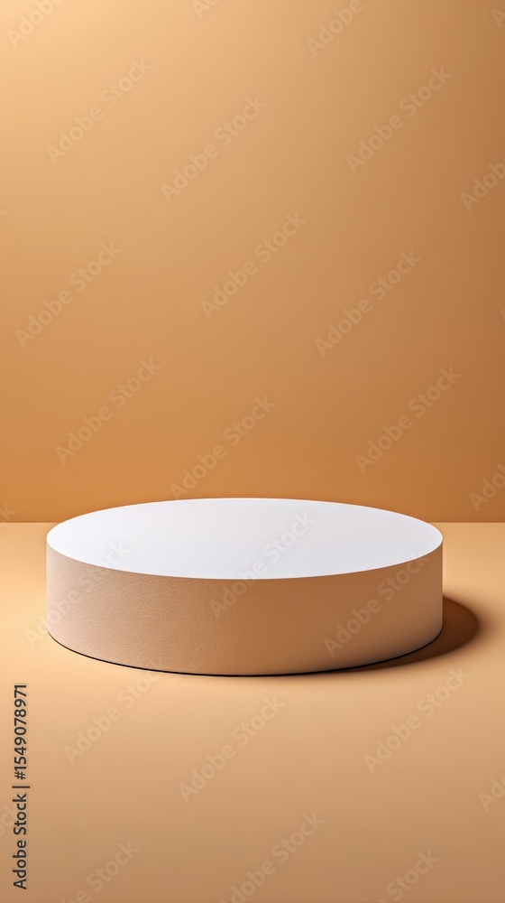 Poster Minimalist Round Display Platform on Warm Neutral Background for Product Showcase