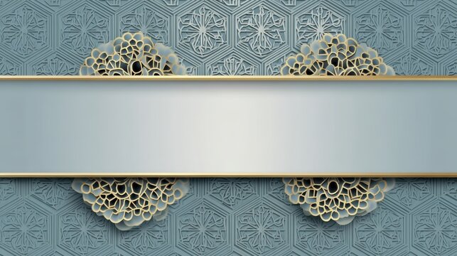 Geometric pattern background in muted tones with a central white space for text