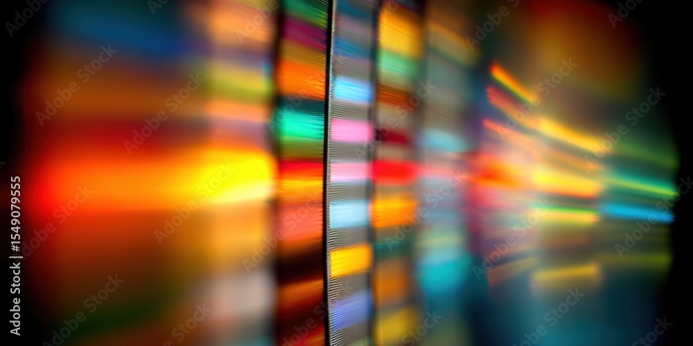 Poster abstract colorful light streaks and blurred glowing bars on dark background