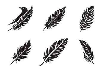 Bird Feather Silhouette Vector Set