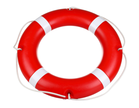 Red lifebuoy isolated on white, rescue floatation device. - Powered by Adobe