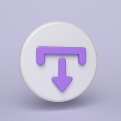 Purple and white 3D arrow icon on a round button, download symbol