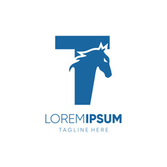 Letter T Initial Horse Logo Design Vector Icon Graphic Emblem Symbol Image Illustration 