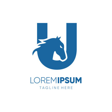 Letter U Initial Horse Logo Design Vector Icon Graphic Emblem Symbol Image Illustration 