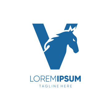 Letter V Initial Horse Logo Design Vector Icon Graphic Emblem Symbol Image Illustration 