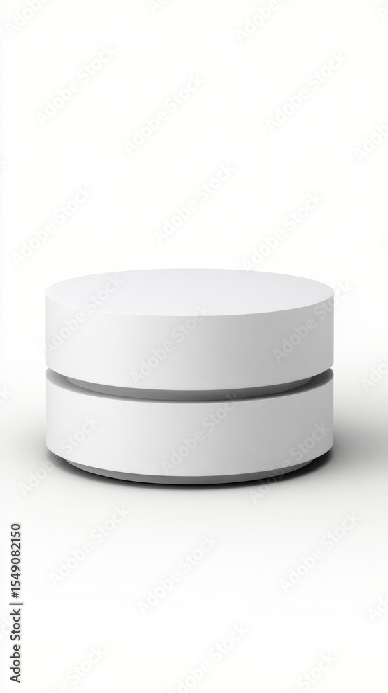 Poster minimalist white platform with smooth cylindrical shape isolated on a white background