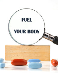THE CONCEPTUAL PHRASE FEEL YOUR BODY. Diet, Sport, Fitness, Mindfulness, Healthy lifestyle concept