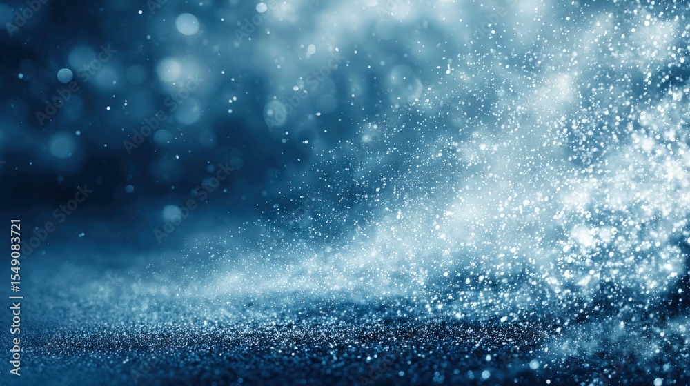Poster abstract water spray dynamic splash in motion with fine droplets and blue tone