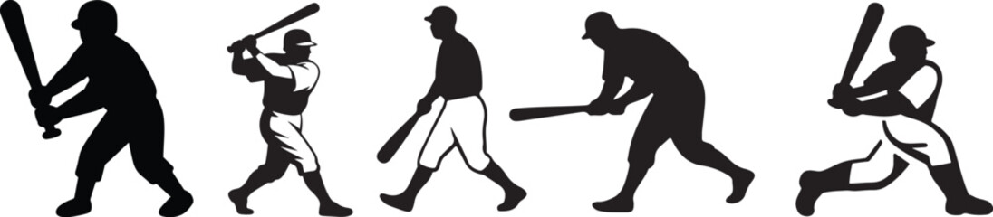 Baseball player silhouette in a square icon