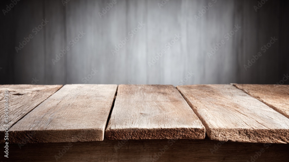 Aufkleber empty rustic wooden table surface with weathered planks and textured background