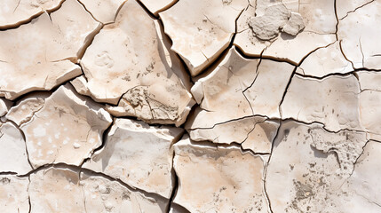 Macro Photograph of Parched Earth Texture: Extreme Close-Up Revealing Deep Fissures and Geological Stratification Under Intense Sunlight