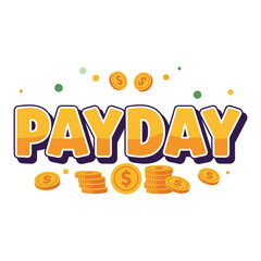 Fototapeta premium Payday Celebration Vector Illustration with Coins - Festive Graphic for Salary, Earnings, Finance, and Success, Ideal for Business, Banking, and Financial Content