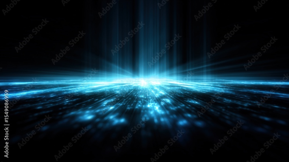 Aufkleber Abstract Digital Light Rays Burst Over Glowing Earth Surface with Dynamic Energy