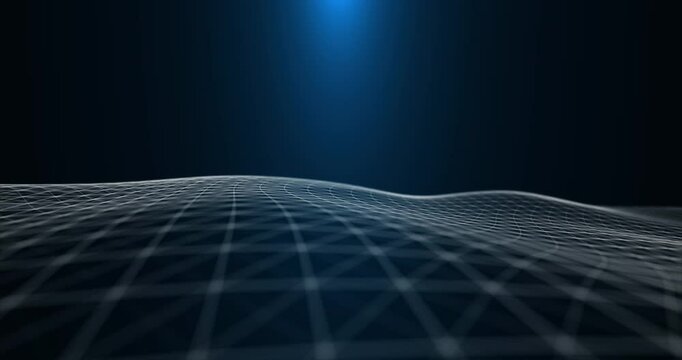 An abstract ocean with a surface of intertwined dots and lines. Abstract Digital Network