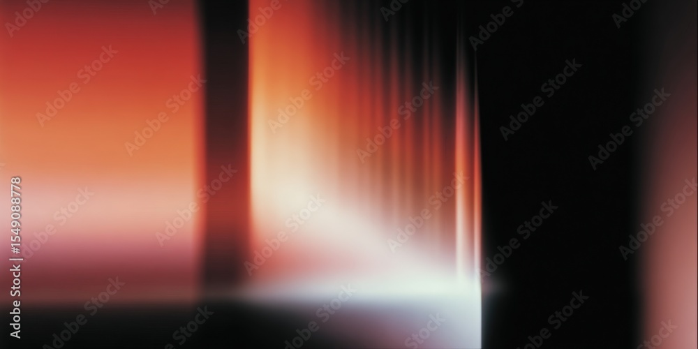 Poster Abstract scene with vertical light beams and warm gradient colors in dark environment