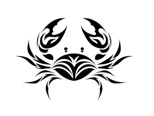 Obraz premium Striking black and white crab logo, a bold, minimalist design for seafood branding nautical themes