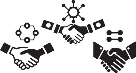 Human and Robot Handshake Silhouette Vector . silhouette vector set.
