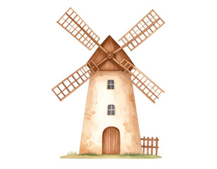Charming windmill decorated with vibrant flowers in picturesque countryside scenic