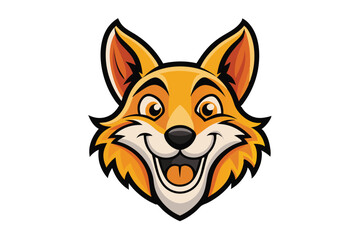 An orange fox head smiles broadly with distinct comic outlines and sharp color contrasts