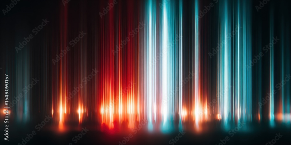Poster Vibrant Vertical Light Beams Displaying Dynamic Neon Colors and Reflection