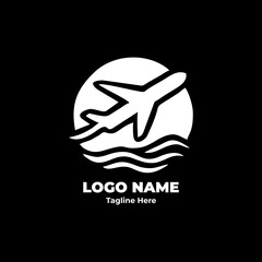 Travel logo vector with tourism company identity design, creative airplane graphic, journey branding symbol, vacation emblem for modern trip and travel business logo
