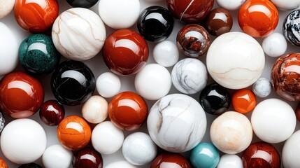 A vibrant assortment of polished decorative stones, featuring an array of colors and textures, perfect for enhancing any decorative collection or creative project.