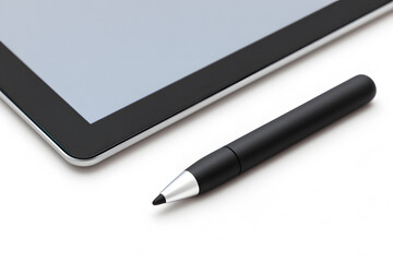 Tablet with Stylus on White Background