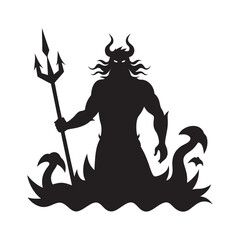 Poseidon Trident Ocean Waves Illustration