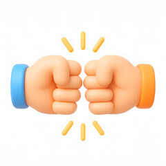 3D Fist Bump Icon on a White Background