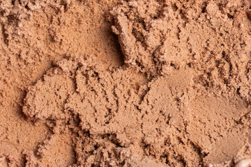 Close-up view of creamy, textured chocolate ice cream