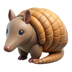 3d Cartoon Armadillo Curled Halfway