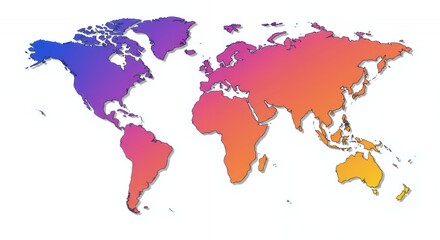 Obraz premium Vibrant Gradient World Map: A Colorful Global Perspective